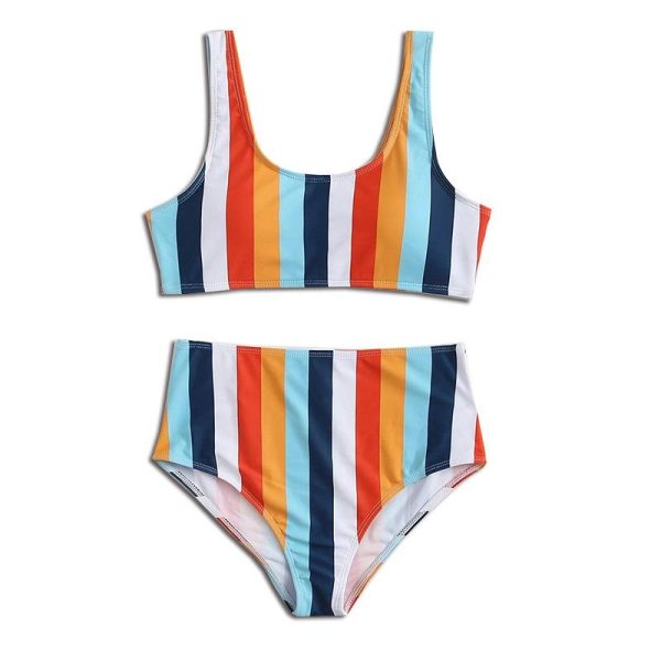 Bademode | Damen Bustier Bikini Striped Print Bademode Bademode