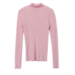 Longsleeves | Damen Off-Shoulder Struktur Longssleeve Leichter Pulli Frilldetails Hell Bekleidung Damen