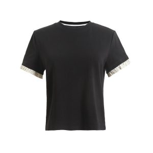 T-Shirts | T-Shirt Mit Rundhals Und Spitzendetail Bekleidung Damen